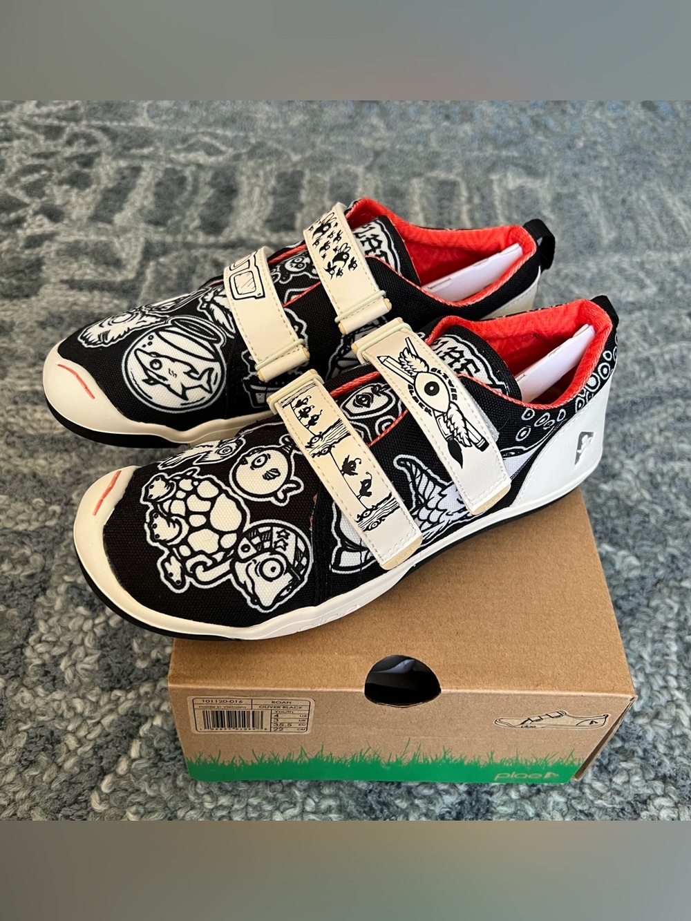 PLAE Kids Black, White & Red Graphic Velcro Sneakers